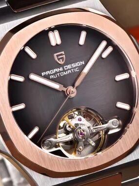Pagani Design YS025 Men's Automatic 42mm Black Dial Sapphire Steel Gold Bracelet